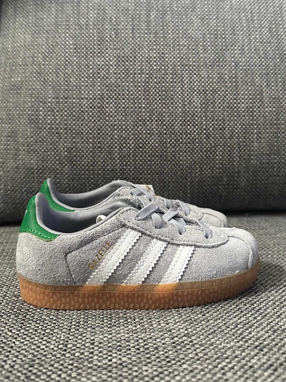 adidas toddler Grey silver green Suede Sneakers Velcro closure